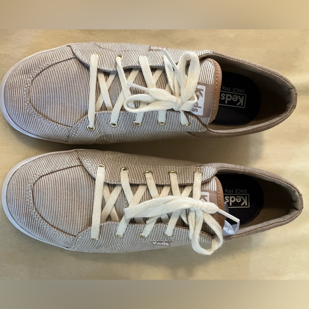 Keds Tan and White Sneakers- Women's 10W - Picture 4 of 11